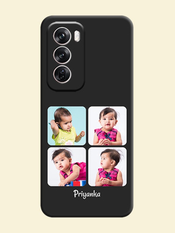 Floral Art with 6 Image Holder on Photo On Space Black Custom Soft Matte Mobile Back Cover - Oppo Reno 12 Pro 5G