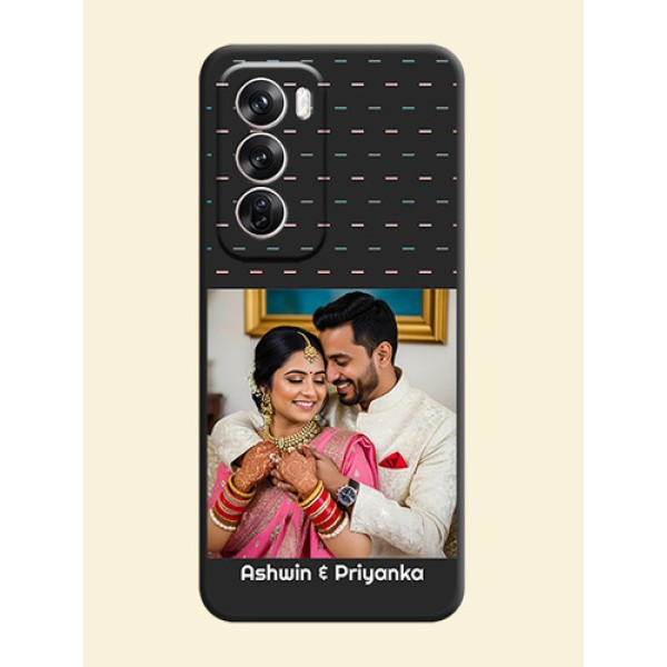 Line Pattern Design with Text On Space Black Custom Soft Matte Mobile Back Cover - Oppo Reno 12 Pro 5G Line Pattern Design with Text On Space Black Custom Soft Matte Mobile Back Cover - Oppo Reno 12 Pro 5G