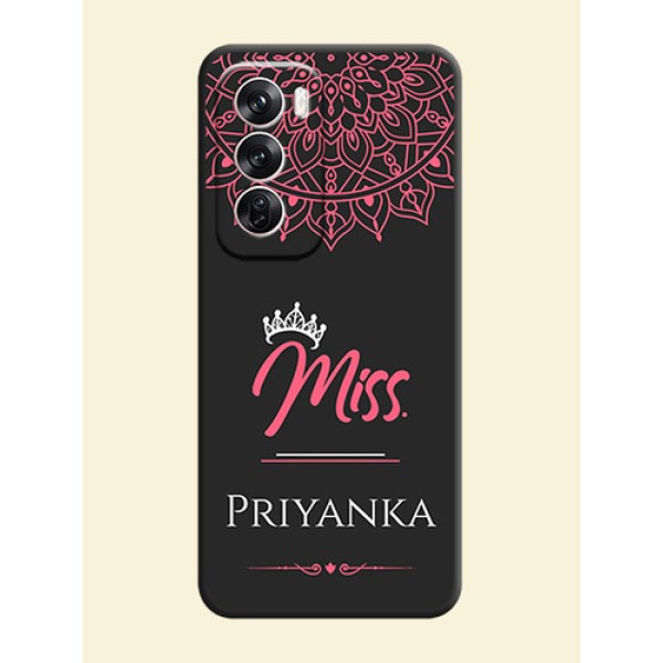 Mrs Name with Floral Design On Space Black Custom Soft Matte Mobile Back Cover - Oppo Reno 12 Pro 5G Mrs Name with Floral Design On Space Black Custom Soft Matte Mobile Back Cover - Oppo Reno 12 Pro 5G