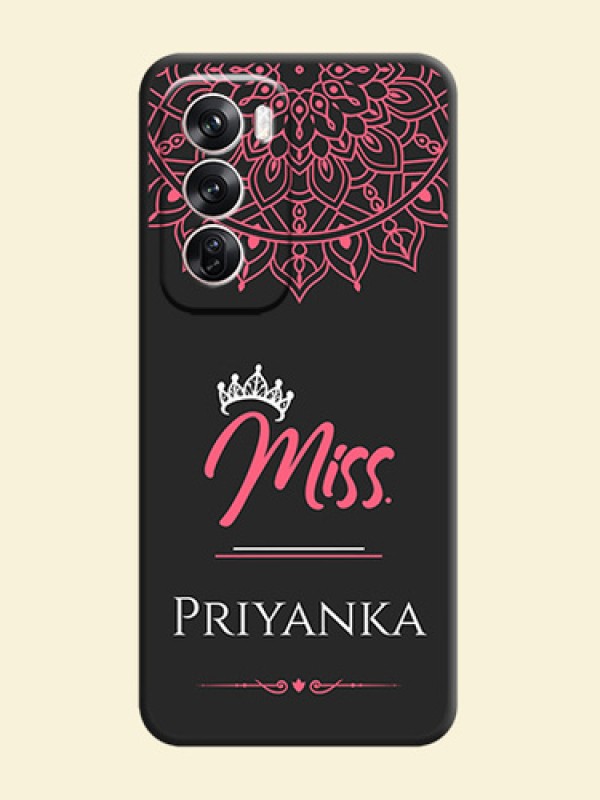 Mrs Name with Floral Design On Space Black Custom Soft Matte Mobile Back Cover - Oppo Reno 12 Pro 5G