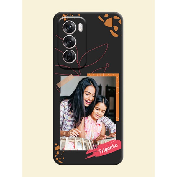 Orange Photo Frame On Space Black Custom Soft Matte Mobile Back Cover - Oppo Reno 12 Pro 5G Orange Photo Frame On Space Black Custom Soft Matte Mobile Back Cover - Oppo Reno 12 Pro 5G