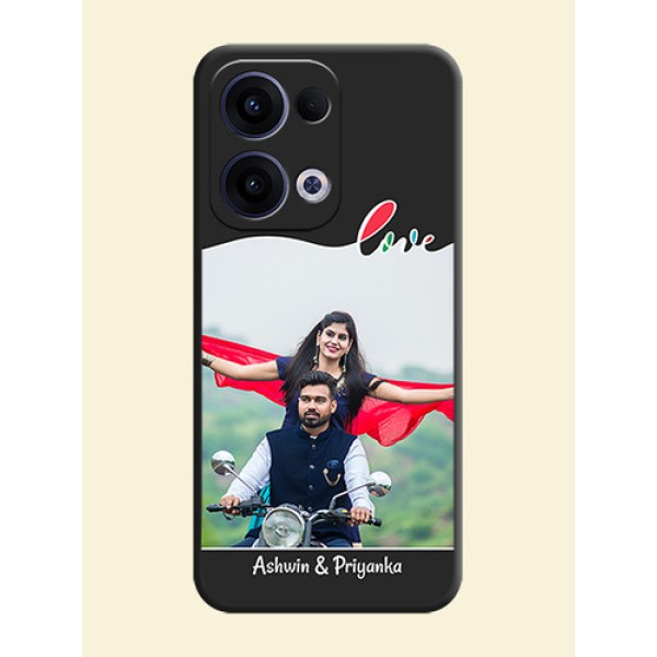 Fall in Love Pattern with Picture on Photo On Space Black Custom Soft Matte Mobile Back Cover - Oppo Reno 13 5G Fall in Love Pattern with Picture on Photo On Space Black Custom Soft Matte Mobile Back Cover - Oppo Reno 13 5G