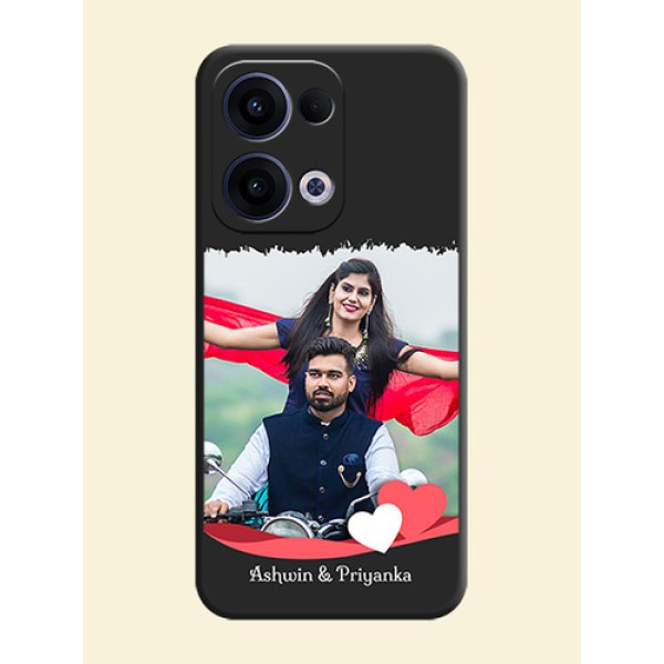 Pin Color Love Shaped Ribbon Design with Text On Space Black Custom Soft Matte Mobile Back Cover - Oppo Reno 13 5G Pin Color Love Shaped Ribbon Design with Text On Space Black Custom Soft Matte Mobile Back Cover - Oppo Reno 13 5G
