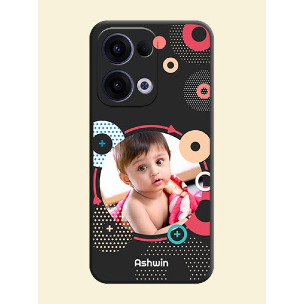 Multicoloured Round Image On Space Black Custom Soft Matte Mobile Back Cover - Oppo Reno 13 5G Multicoloured Round Image On Space Black Custom Soft Matte Mobile Back Cover - Oppo Reno 13 5G