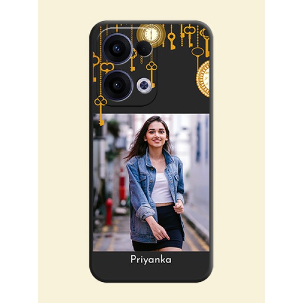 Decorative Design with Text On Space Black Custom Soft Matte Mobile Back Cover - Oppo Reno 13 5G Decorative Design with Text On Space Black Custom Soft Matte Mobile Back Cover - Oppo Reno 13 5G