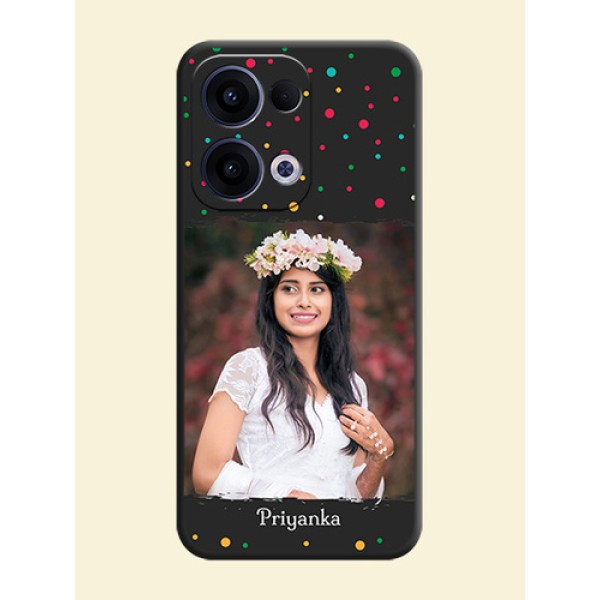 Multicolor Dotted Pattern with Text On Space Black Custom Soft Matte Mobile Back Cover - Oppo Reno 13 5G