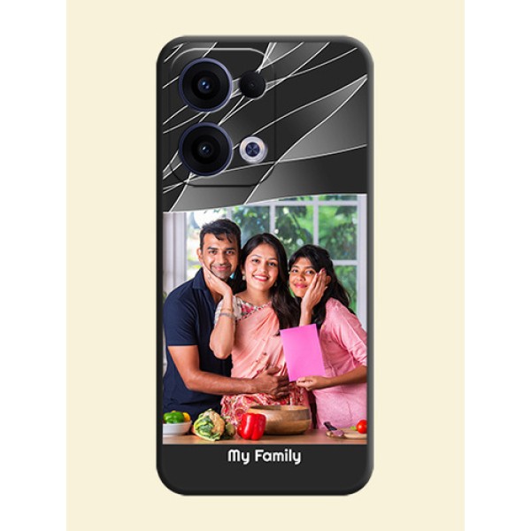 Mixed Wave Lines on Photo On Space Black Custom Soft Matte Mobile Back Cover - Oppo Reno 13 5G Mixed Wave Lines on Photo On Space Black Custom Soft Matte Mobile Back Cover - Oppo Reno 13 5G