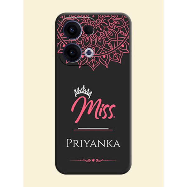 Mrs Name with Floral Design On Space Black Custom Soft Matte Mobile Back Cover - Oppo Reno 13 5G Mrs Name with Floral Design On Space Black Custom Soft Matte Mobile Back Cover - Oppo Reno 13 5G