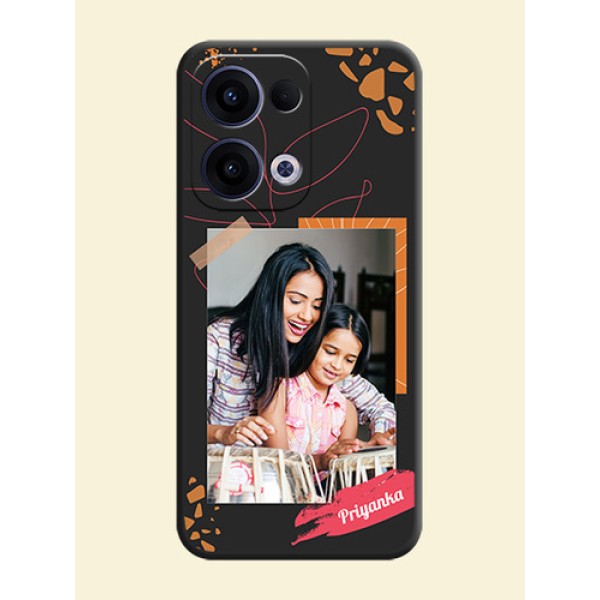 Orange Photo Frame On Space Black Custom Soft Matte Mobile Back Cover - Oppo Reno 13 5G Orange Photo Frame On Space Black Custom Soft Matte Mobile Back Cover - Oppo Reno 13 5G