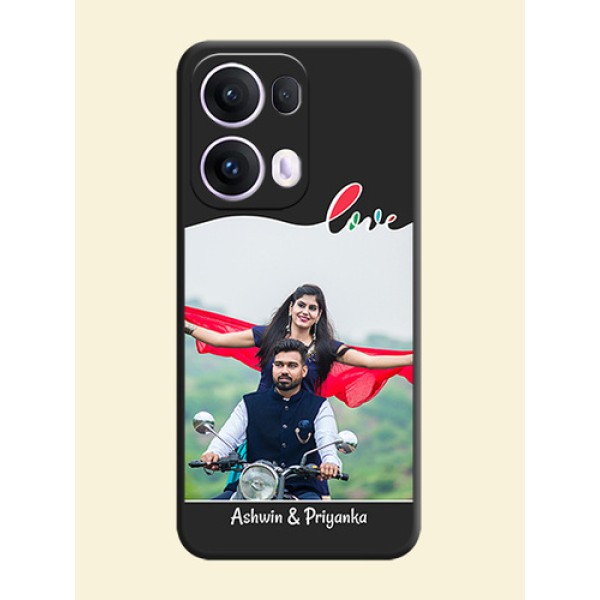 Fall in Love Pattern with Picture on Photo On Space Black Custom Soft Matte Mobile Back Cover - Oppo Reno 13 Pro 5G Fall in Love Pattern with Picture on Photo On Space Black Custom Soft Matte Mobile Back Cover - Oppo Reno 13 Pro 5G