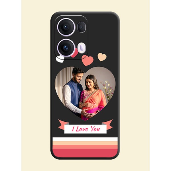 Love Shaped Photo with Colorful Stripes On Space Black Custom Soft Matte Mobile Back Cover - Oppo Reno 13 Pro 5G Love Shaped Photo with Colorful Stripes On Space Black Custom Soft Matte Mobile Back Cover - Oppo Reno 13 Pro 5G