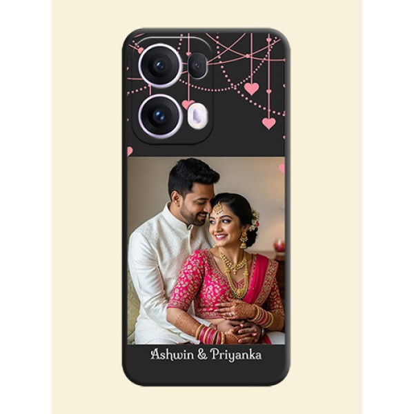 Pink Love Hangings with Text On Space Black Custom Soft Matte Mobile Back Cover - Oppo Reno 13 Pro 5G