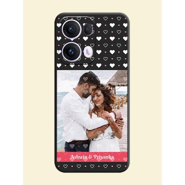 White Color Love Symbols with Text Design on Photo On Space Black Custom Soft Matte Mobile Back Cover - Oppo Reno 13 Pro 5G