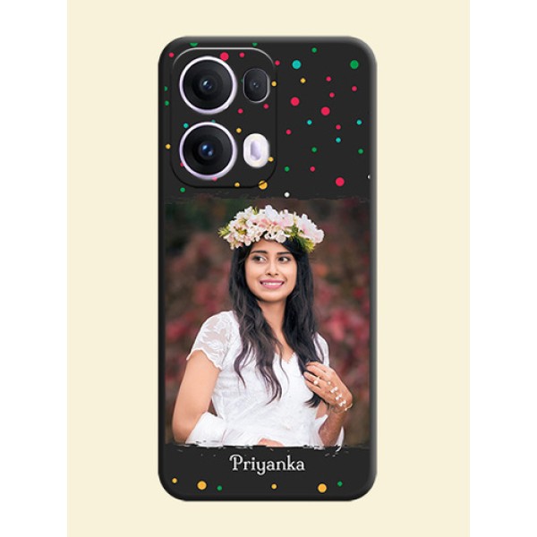 Multicolor Dotted Pattern with Text On Space Black Custom Soft Matte Mobile Back Cover - Oppo Reno 13 Pro 5G