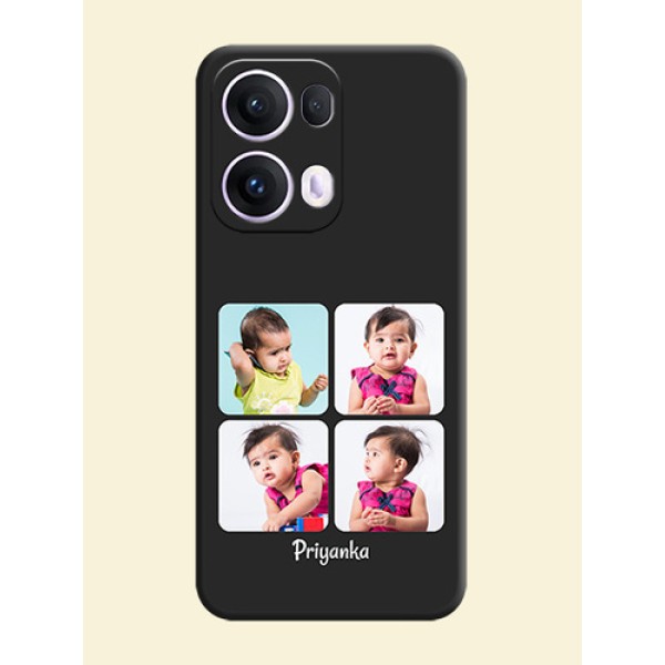 Floral Art with 6 Image Holder on Photo On Space Black Custom Soft Matte Mobile Back Cover - Oppo Reno 13 Pro 5G Floral Art with 6 Image Holder on Photo On Space Black Custom Soft Matte Mobile Back Cover - Oppo Reno 13 Pro 5G