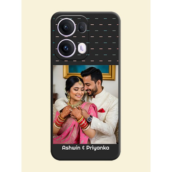 Line Pattern Design with Text On Space Black Custom Soft Matte Mobile Back Cover - Oppo Reno 13 Pro 5G