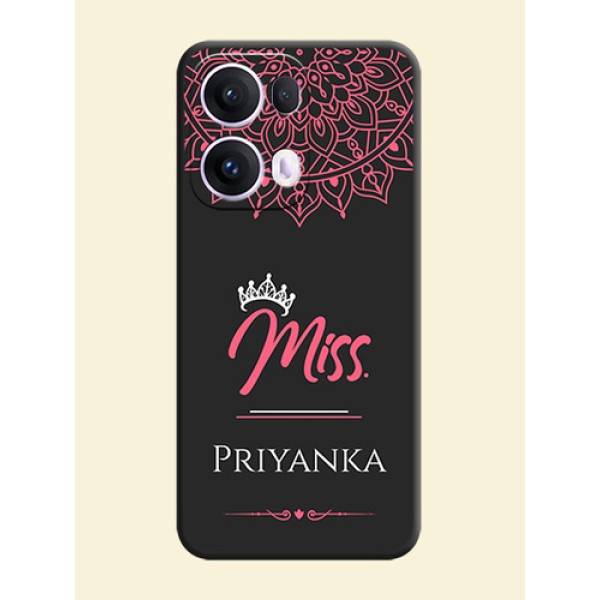 Mrs Name with Floral Design On Space Black Custom Soft Matte Mobile Back Cover - Oppo Reno 13 Pro 5G Mrs Name with Floral Design On Space Black Custom Soft Matte Mobile Back Cover - Oppo Reno 13 Pro 5G