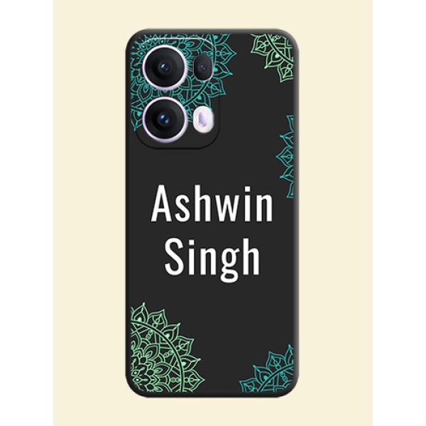Your Name with Floral Design On Space Black Custom Soft Matte Mobile Back Cover - Oppo Reno 13 Pro 5G Your Name with Floral Design On Space Black Custom Soft Matte Mobile Back Cover - Oppo Reno 13 Pro 5G
