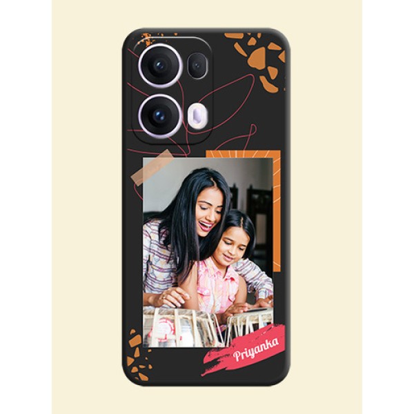 Orange Photo Frame On Space Black Custom Soft Matte Mobile Back Cover - Oppo Reno 13 Pro 5G Orange Photo Frame On Space Black Custom Soft Matte Mobile Back Cover - Oppo Reno 13 Pro 5G