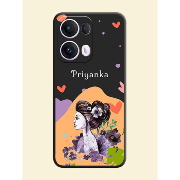 Namecase For Her With Fancy Lady Image On Space Black Custom Soft Matte Mobile Back Cover - Oppo Reno 13 Pro 5G Namecase For Her With Fancy Lady Image On Space Black Custom Soft Matte Mobile Back Cover - Oppo Reno 13 Pro 5G