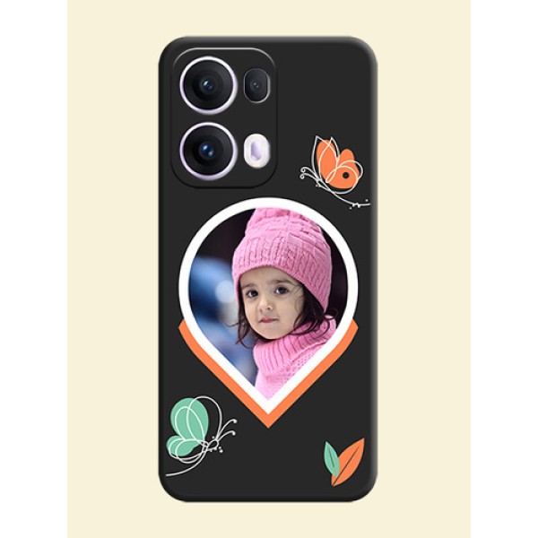Upload Pic With Simple Butterly Design On Space Black Custom Soft Matte Mobile Back Cover - Oppo Reno 13 Pro 5G Upload Pic With Simple Butterly Design On Space Black Custom Soft Matte Mobile Back Cover - Oppo Reno 13 Pro 5G