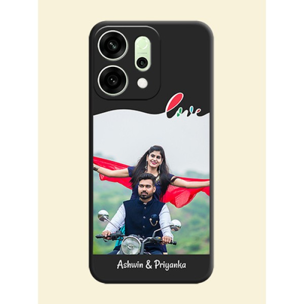 Fall in Love Pattern with Picture on Photo On Space Black Custom Soft Matte Mobile Back Cover - Oppo Reno 14 5G Fall in Love Pattern with Picture on Photo On Space Black Custom Soft Matte Mobile Back Cover - Oppo Reno 14 5G