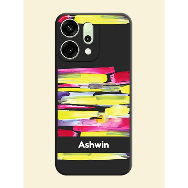 Brush Coloured On Space Black Custom Soft Matte Mobile Back Cover - Oppo Reno 14 5G Brush Coloured On Space Black Custom Soft Matte Mobile Back Cover - Oppo Reno 14 5G