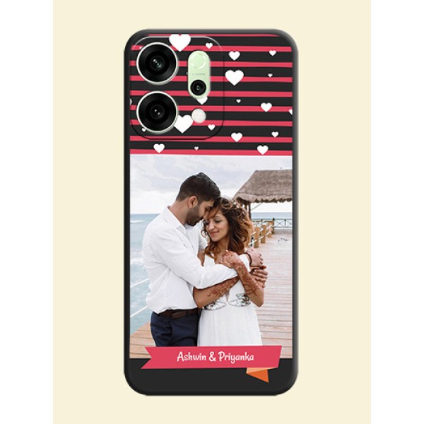 White Color Love Symbols with Pink Lines Pattern On Space Black Custom Soft Matte Mobile Back Cover - Oppo Reno 14 5G White Color Love Symbols with Pink Lines Pattern On Space Black Custom Soft Matte Mobile Back Cover - Oppo Reno 14 5G