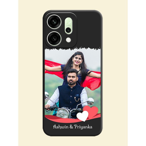 Pin Color Love Shaped Ribbon Design with Text On Space Black Custom Soft Matte Mobile Back Cover - Oppo Reno 14 5G Pin Color Love Shaped Ribbon Design with Text On Space Black Custom Soft Matte Mobile Back Cover - Oppo Reno 14 5G