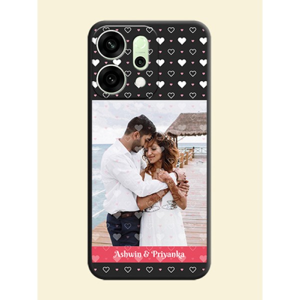 White Color Love Symbols with Text Design on Photo On Space Black Custom Soft Matte Mobile Back Cover - Oppo Reno 14 5G
