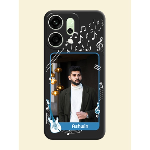 Musical Theme Design with Text on Photo On Space Black Custom Soft Matte Mobile Back Cover - Oppo Reno 14 5G Musical Theme Design with Text on Photo On Space Black Custom Soft Matte Mobile Back Cover - Oppo Reno 14 5G