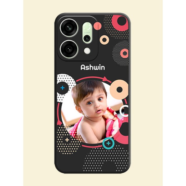 Multicoloured Round Image On Space Black Custom Soft Matte Mobile Back Cover - Oppo Reno 14 5G Multicoloured Round Image On Space Black Custom Soft Matte Mobile Back Cover - Oppo Reno 14 5G