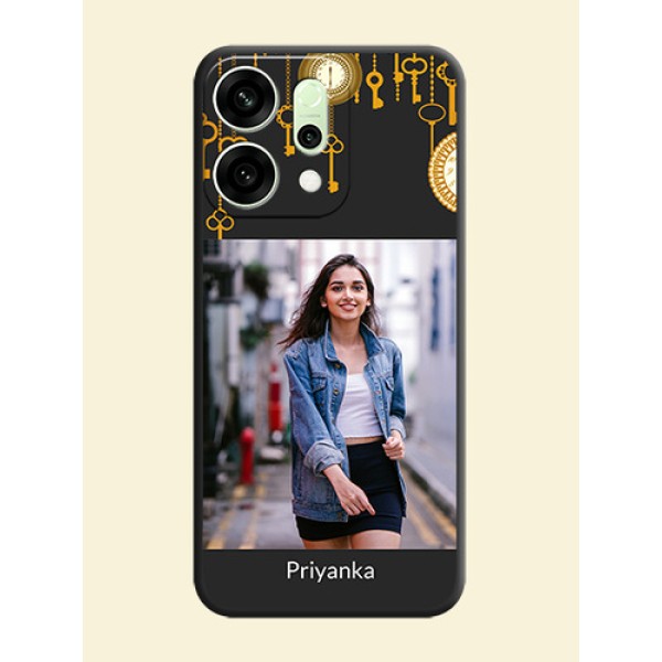 Decorative Design with Text On Space Black Custom Soft Matte Mobile Back Cover - Oppo Reno 14 5G Decorative Design with Text On Space Black Custom Soft Matte Mobile Back Cover - Oppo Reno 14 5G