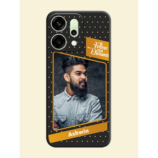 Follow Your Dreams with White Dots On Space Black Custom Soft Matte Mobile Back Cover - Oppo Reno 14 5G Follow Your Dreams with White Dots On Space Black Custom Soft Matte Mobile Back Cover - Oppo Reno 14 5G