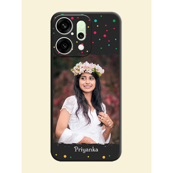 Multicolor Dotted Pattern with Text On Space Black Custom Soft Matte Mobile Back Cover - Oppo Reno 14 5G