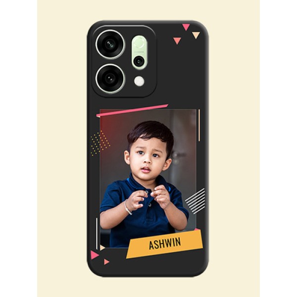 Photo Frame with Triangle Small Dots on Photo On Space Black Custom Soft Matte Mobile Back Cover - Oppo Reno 14 5G Photo Frame with Triangle Small Dots on Photo On Space Black Custom Soft Matte Mobile Back Cover - Oppo Reno 14 5G