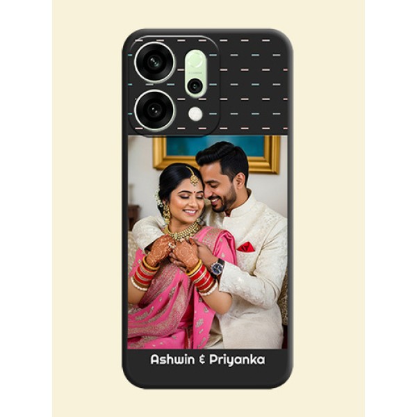 Line Pattern Design with Text On Space Black Custom Soft Matte Mobile Back Cover - Oppo Reno 14 5G
