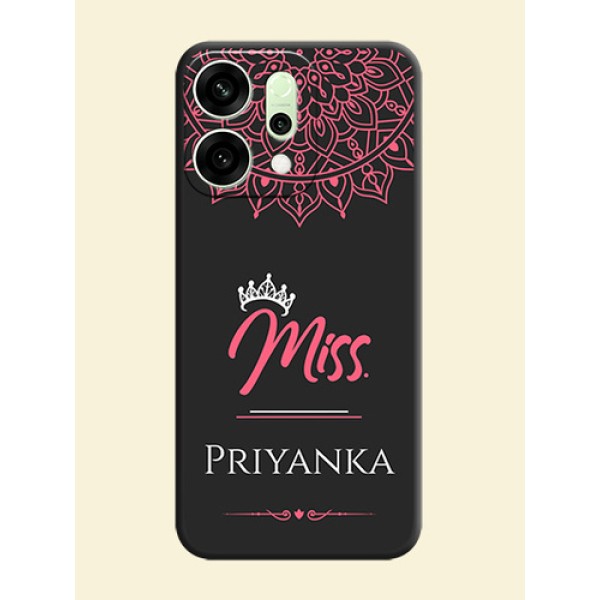 Mrs Name with Floral Design On Space Black Custom Soft Matte Mobile Back Cover - Oppo Reno 14 5G Mrs Name with Floral Design On Space Black Custom Soft Matte Mobile Back Cover - Oppo Reno 14 5G