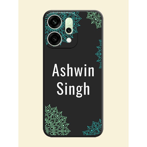Your Name with Floral Design On Space Black Custom Soft Matte Mobile Back Cover - Oppo Reno 14 5G Your Name with Floral Design On Space Black Custom Soft Matte Mobile Back Cover - Oppo Reno 14 5G
