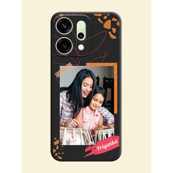 Orange Photo Frame On Space Black Custom Soft Matte Mobile Back Cover - Oppo Reno 14 5G Orange Photo Frame On Space Black Custom Soft Matte Mobile Back Cover - Oppo Reno 14 5G