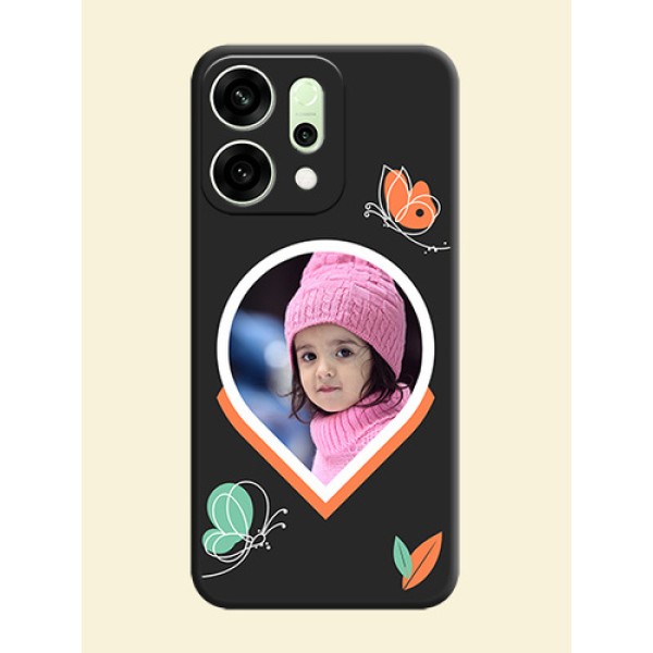 Upload Pic With Simple Butterly Design On Space Black Custom Soft Matte Mobile Back Cover - Oppo Reno 14 5G Upload Pic With Simple Butterly Design On Space Black Custom Soft Matte Mobile Back Cover - Oppo Reno 14 5G