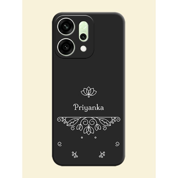 Lotus Garden Custom Text On Space Black Custom Soft Matte Mobile Back Cover - Oppo Reno 14 5G Lotus Garden Custom Text On Space Black Custom Soft Matte Mobile Back Cover - Oppo Reno 14 5G