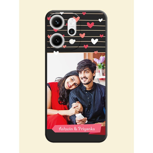 Love Pattern with Name on Pink Ribbon on Photo On Space Black Custom Soft Matte Mobile Back Cover - Oppo Reno 14 Pro 5G Love Pattern with Name on Pink Ribbon on Photo On Space Black Custom Soft Matte Mobile Back Cover - Oppo Reno 14 Pro 5G