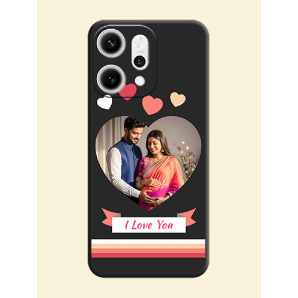 Love Shaped Photo with Colorful Stripes On Space Black Custom Soft Matte Mobile Back Cover - Oppo Reno 14 Pro 5G Love Shaped Photo with Colorful Stripes On Space Black Custom Soft Matte Mobile Back Cover - Oppo Reno 14 Pro 5G