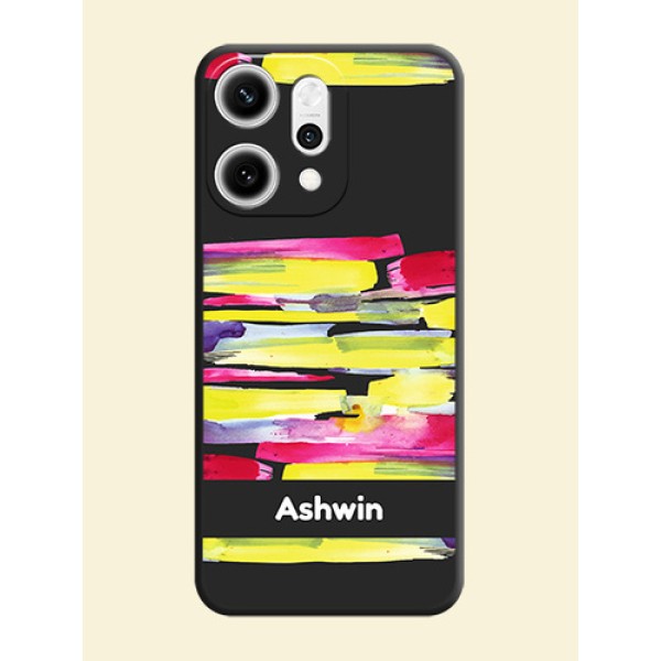 Brush Coloured On Space Black Custom Soft Matte Mobile Back Cover - Oppo Reno 14 Pro 5G Brush Coloured On Space Black Custom Soft Matte Mobile Back Cover - Oppo Reno 14 Pro 5G