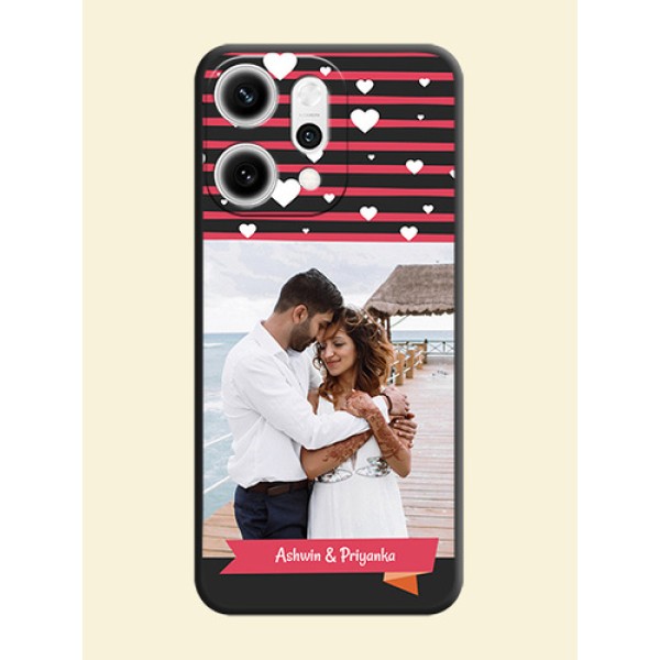 White Color Love Symbols with Pink Lines Pattern On Space Black Custom Soft Matte Mobile Back Cover - Oppo Reno 14 Pro 5G White Color Love Symbols with Pink Lines Pattern On Space Black Custom Soft Matte Mobile Back Cover - Oppo Reno 14 Pro 5G