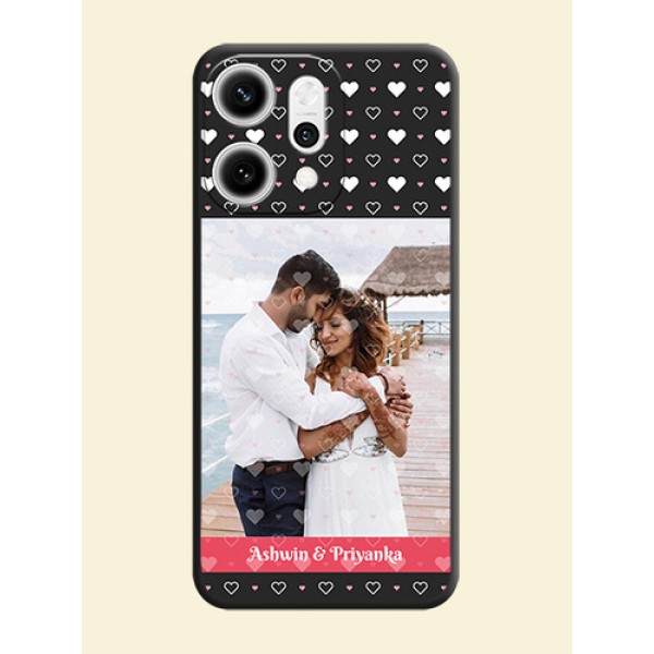 White Color Love Symbols with Text Design on Photo On Space Black Custom Soft Matte Mobile Back Cover - Oppo Reno 14 Pro 5G