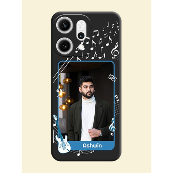 Musical Theme Design with Text on Photo On Space Black Custom Soft Matte Mobile Back Cover - Oppo Reno 14 Pro 5G Musical Theme Design with Text on Photo On Space Black Custom Soft Matte Mobile Back Cover - Oppo Reno 14 Pro 5G