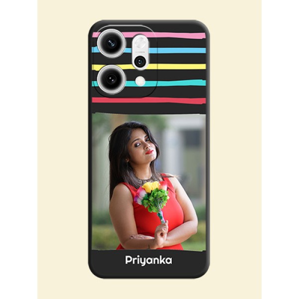 Multicolor Lines with Image On Space Black Custom Soft Matte Mobile Back Cover - Oppo Reno 14 Pro 5G Multicolor Lines with Image On Space Black Custom Soft Matte Mobile Back Cover - Oppo Reno 14 Pro 5G