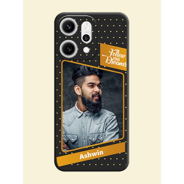 Follow Your Dreams with White Dots On Space Black Custom Soft Matte Mobile Back Cover - Oppo Reno 14 Pro 5G Follow Your Dreams with White Dots On Space Black Custom Soft Matte Mobile Back Cover - Oppo Reno 14 Pro 5G